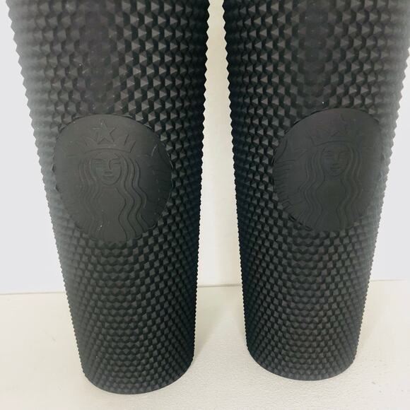 Starbucks Matte Black Studded Plastic Tumbler Cold Cup Limited Edition Set Of 2 - Picture 1 of 5
